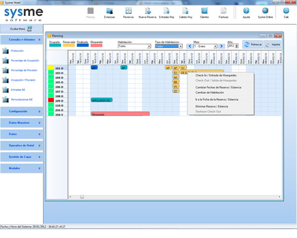 El Planning de Sysme Hotel