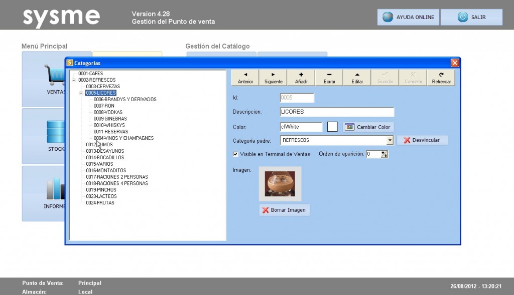 Software Tpv Sysme Tpv 4.28 Subcategorias