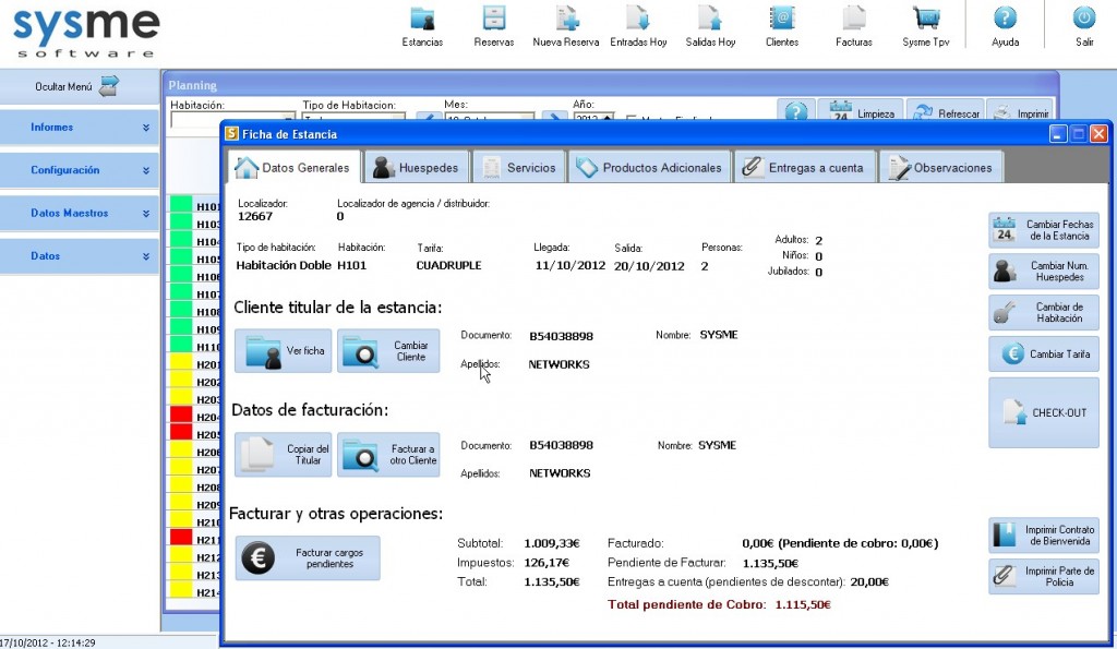 Software Pms de gestión hotelera Sysme Hotel 4.32