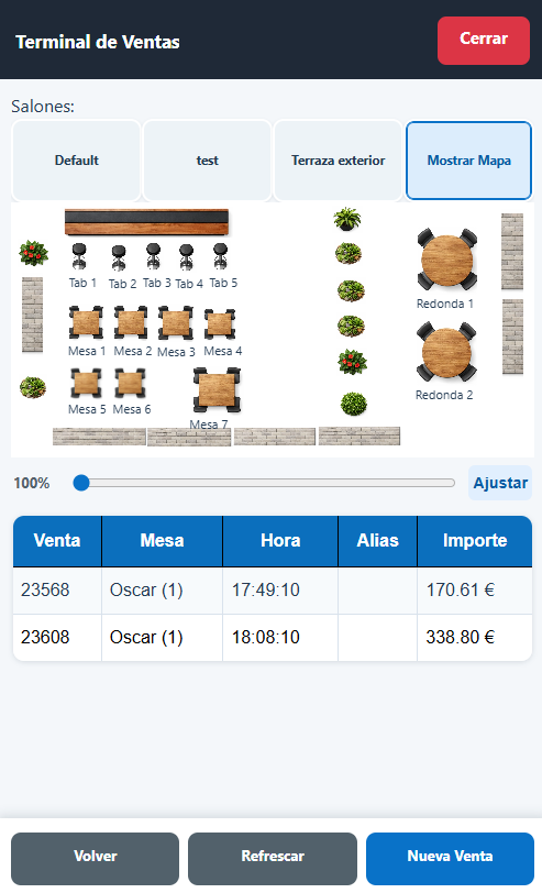 Mapa de mesas en Sysme TPV Mobile