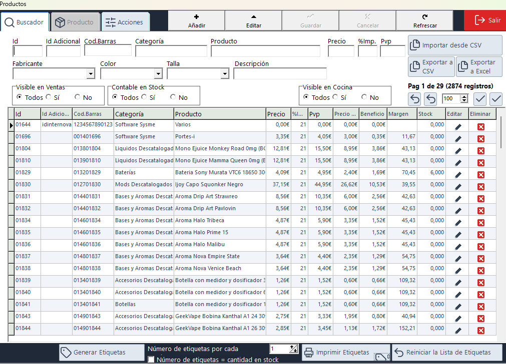 Gestión de productos y stock con Sysme Tpv
