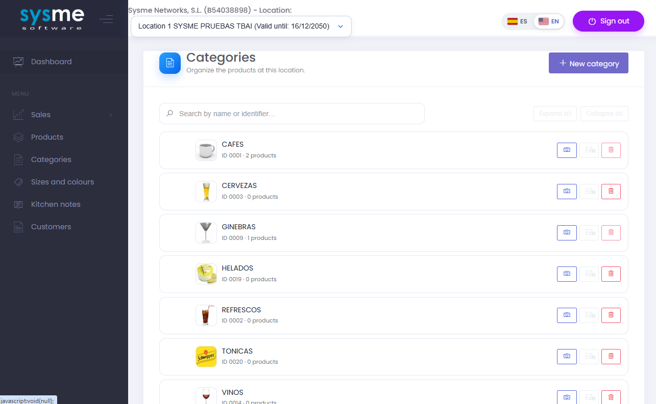 Gestión multilocal con Sysme Cloud Gestión de categorías y varios locales en Sysme Cloud