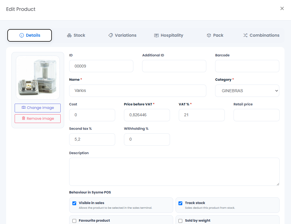 Productos y stock en Sysme Cloud Gestión de productos en Sysme Cloud